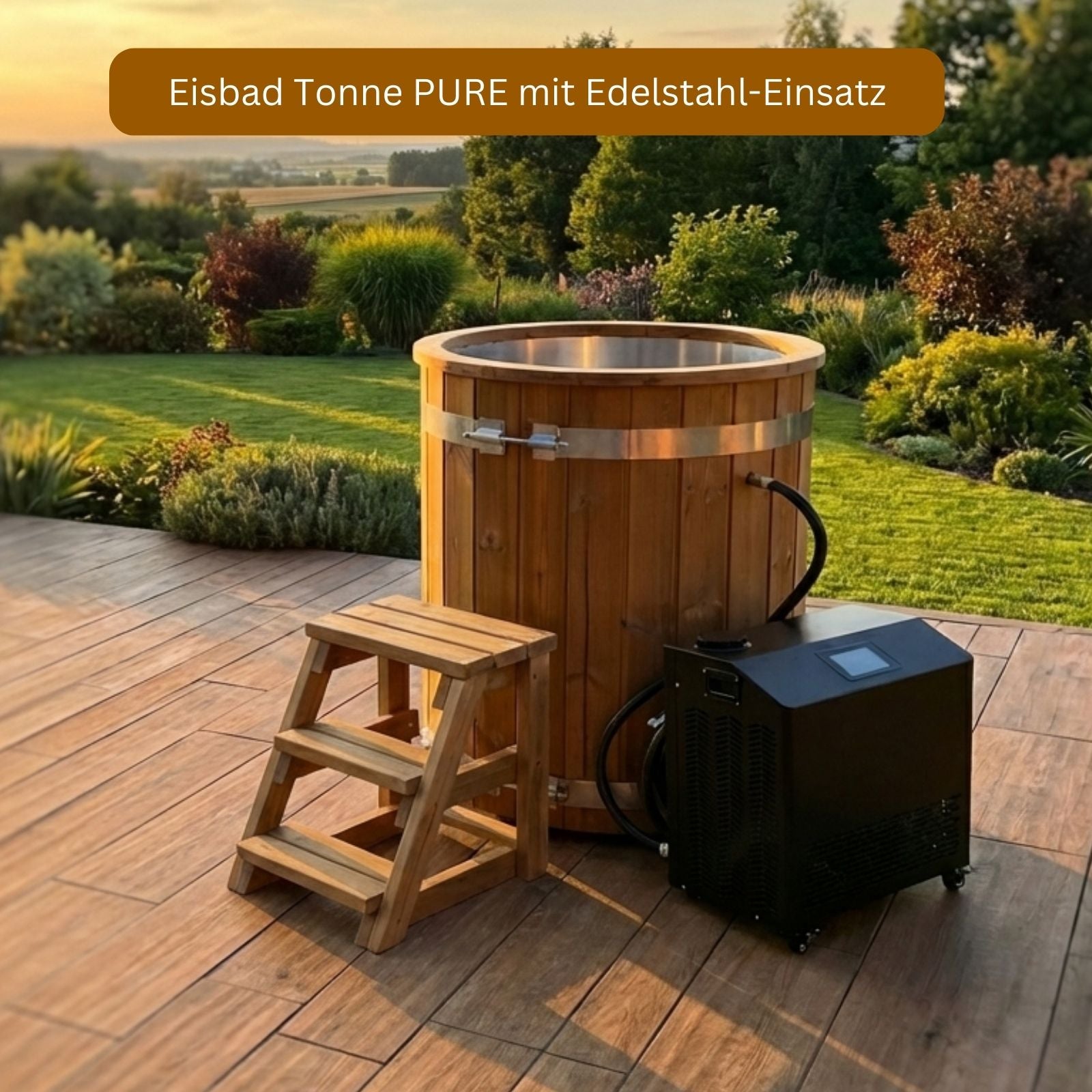 Eisbad Tonne PURE mit Edelstahl-Einsatz