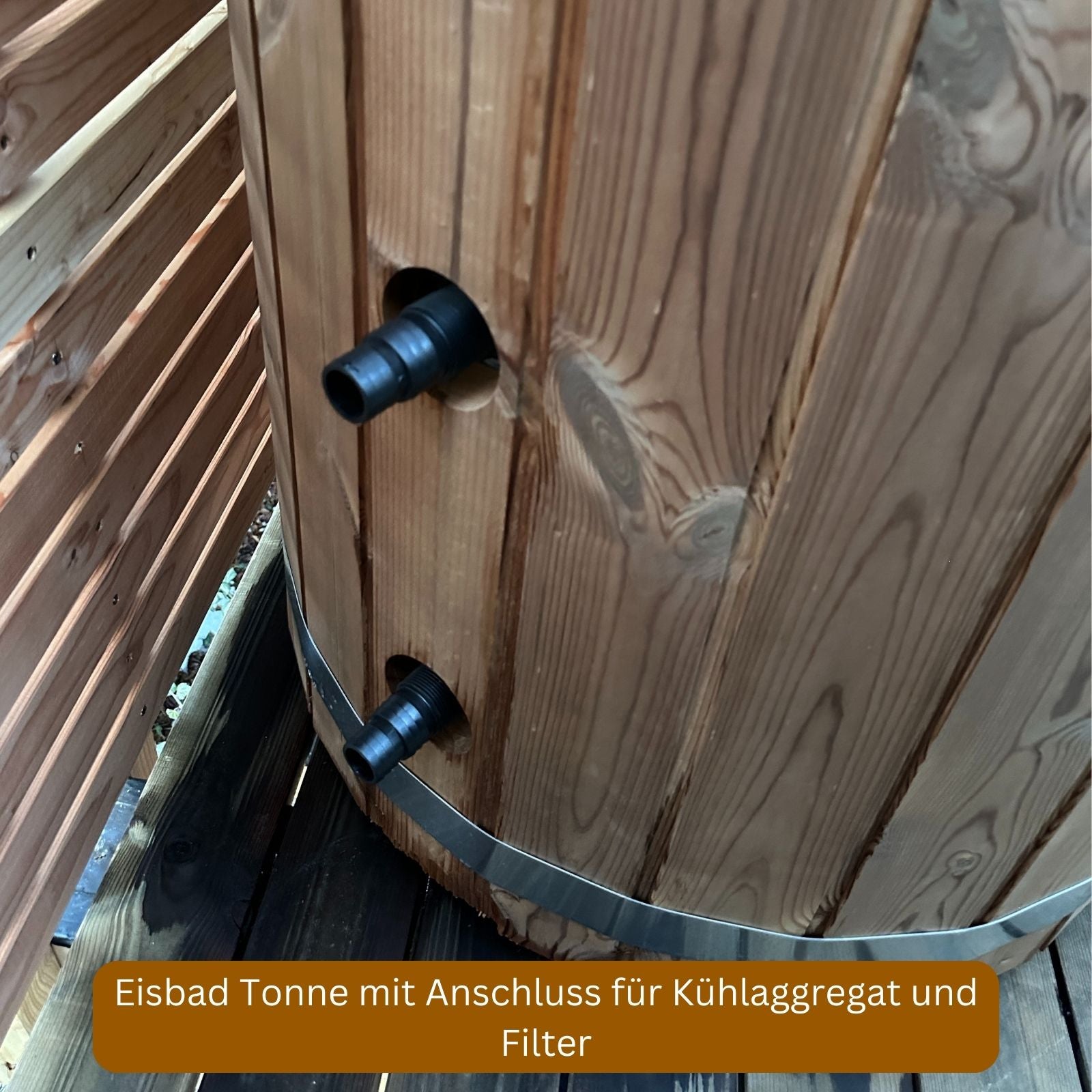 Eisbad Tonne PURE mit Anschluss für Kühlaggregat und Filter