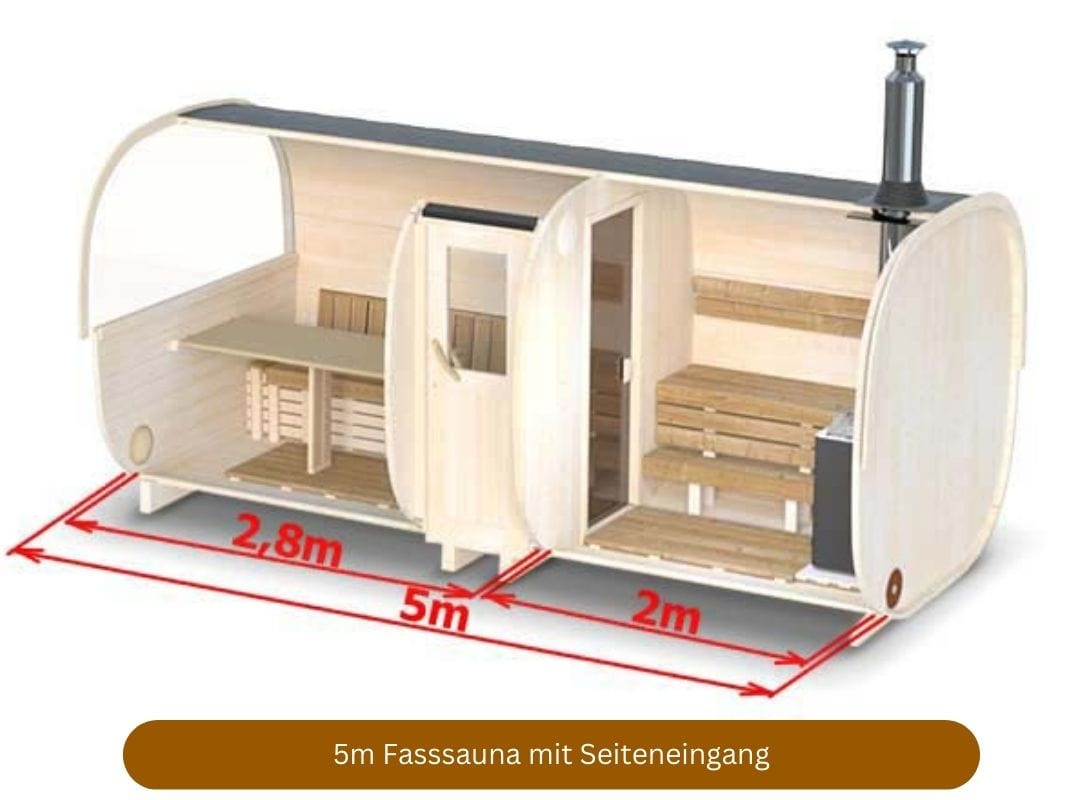 5m Sauna mit Seiteneingang