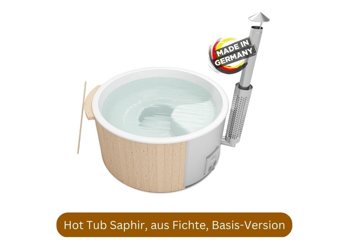 Hot Tub Holzklusiv Saphir mit integriertem Holzofen, aus Fichte