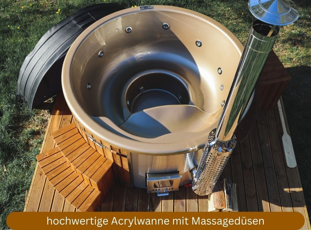 Memelwood Hot Tub 180 mit Acrylwanne und integriertem Holzofen